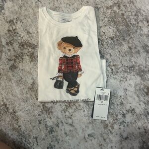 Ralph Lauren White Polo Bear Long Sleeve Tee